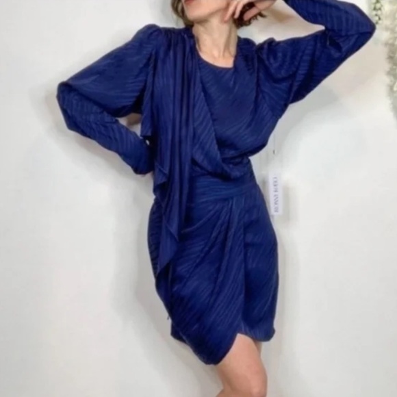 Ronny Kobo Shanaya Dress NWT in Navy Blue Zebra Size S - Picture 2 of 11